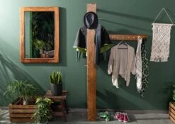 TORONTO #243 Appendiabiti Da Parete In Legno Di Sheesham - Cerato / Noce 36x32x200 -Massivmoebel24 09 900 665 1043 3