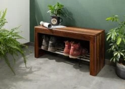 TORONTO #245 Scarpiera In Legno Di Sheesham - Cerato / Noce 81x30x40