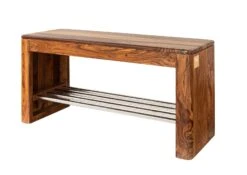 TORONTO #245 Scarpiera In Legno Di Sheesham - Cerato / Noce 81x30x40 -Massivmoebel24 09 900 665 1045 9