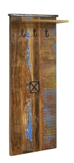 NATURE OF SPIRIT #111 Attaccapanni In Legno Riciclato - Laccato / Multicolore 59x30x145 -Massivmoebel24 09 900 700 0012 5