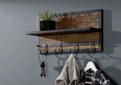 NATURE OF SPIRIT #83 Appendiabiti Da Parete In Legno Riciclato  Laccato / Multicolore 61x14x31 -Massivmoebel24 09 900 700 5173 9