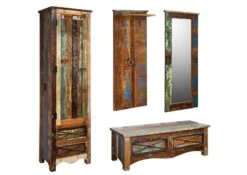 NATURE OF SPIRIT #9002 Set Mobili Da Ingresso In Legno Riciclato - Laccato / Multicolore -Massivmoebel24 09 900 700 9002 9