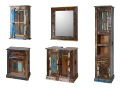 NATURE OF SPIRIT Set Mobili Da Bagno In Legno Riciclato - Laccato / Multicolore -Massivmoebel24 09 900 700 9003 9