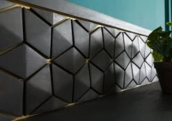 Mensola In Legno Di Mango 159x22x29 Oliato Grigio DIAMOND #125 -Massivmoebel24 09 900 760 0025 05