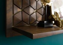 Mensola In Legno Di Mango 159x22x29 Oliato Marrone DIAMOND #225 -Massivmoebel24 09 900 760 1025 05