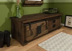 Garderobenbank Mango 120x45x40 Braun Lackiert RAILWAY #4011