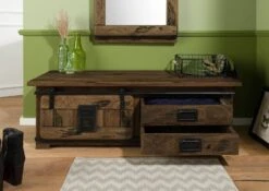 Garderobenbank Mango 120x45x40 Braun Lackiert RAILWAY #4011 14 Garderobenbank Mango 120x45x40 Braun Lackiert RAILWAY #4011 -Massivmoebel24 09 900 772 3111 03