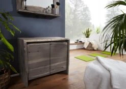 PURE ACACIA #601 Mobiletto In Legno Di Acacia - Laccato / Grigio 70x40x60