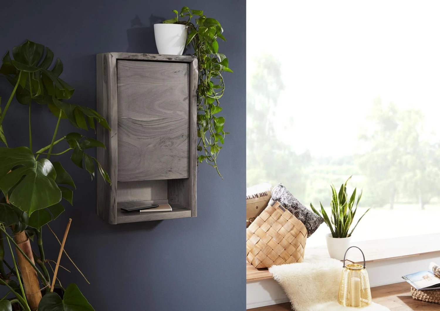 Mensola In Legno Di Acacia 40x20x70 Grigio Scuro Laccato PURE ACACIA #602 3 Mensola In Legno Di Acacia 40x20x70 Grigio Scuro Laccato PURE ACACIA #602