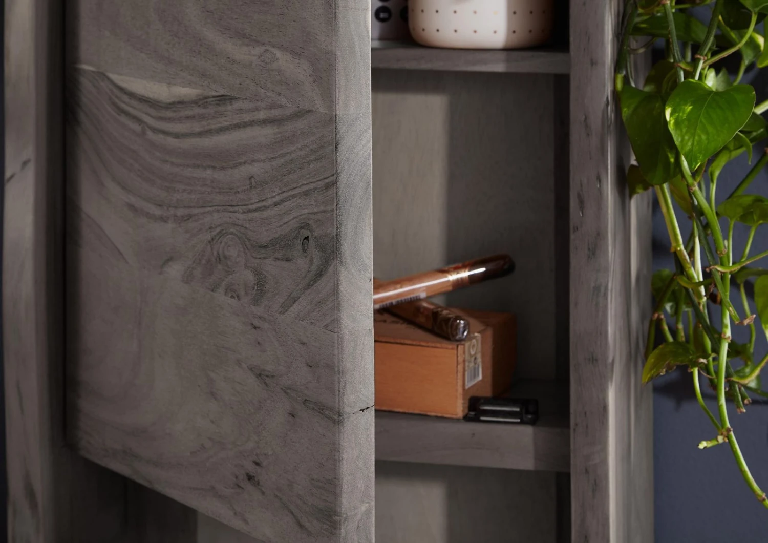 Mensola In Legno Di Acacia 40x20x70 Grigio Scuro Laccato PURE ACACIA #602 6 Mensola In Legno Di Acacia 40x20x70 Grigio Scuro Laccato PURE ACACIA #602 - immagine 4