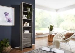 Scaffale In Legno Di Acacia 45x36x185 Grigio Scuro Laccato PURE ACACIA #605