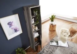 Scaffale In Legno Di Acacia 45x36x185 Grigio Scuro Laccato PURE ACACIA #605 -Massivmoebel24 09 900 886 6005 3