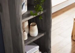 Scaffale In Legno Di Acacia 45x36x185 Grigio Scuro Laccato PURE ACACIA #605 -Massivmoebel24 09 900 886 6005 4