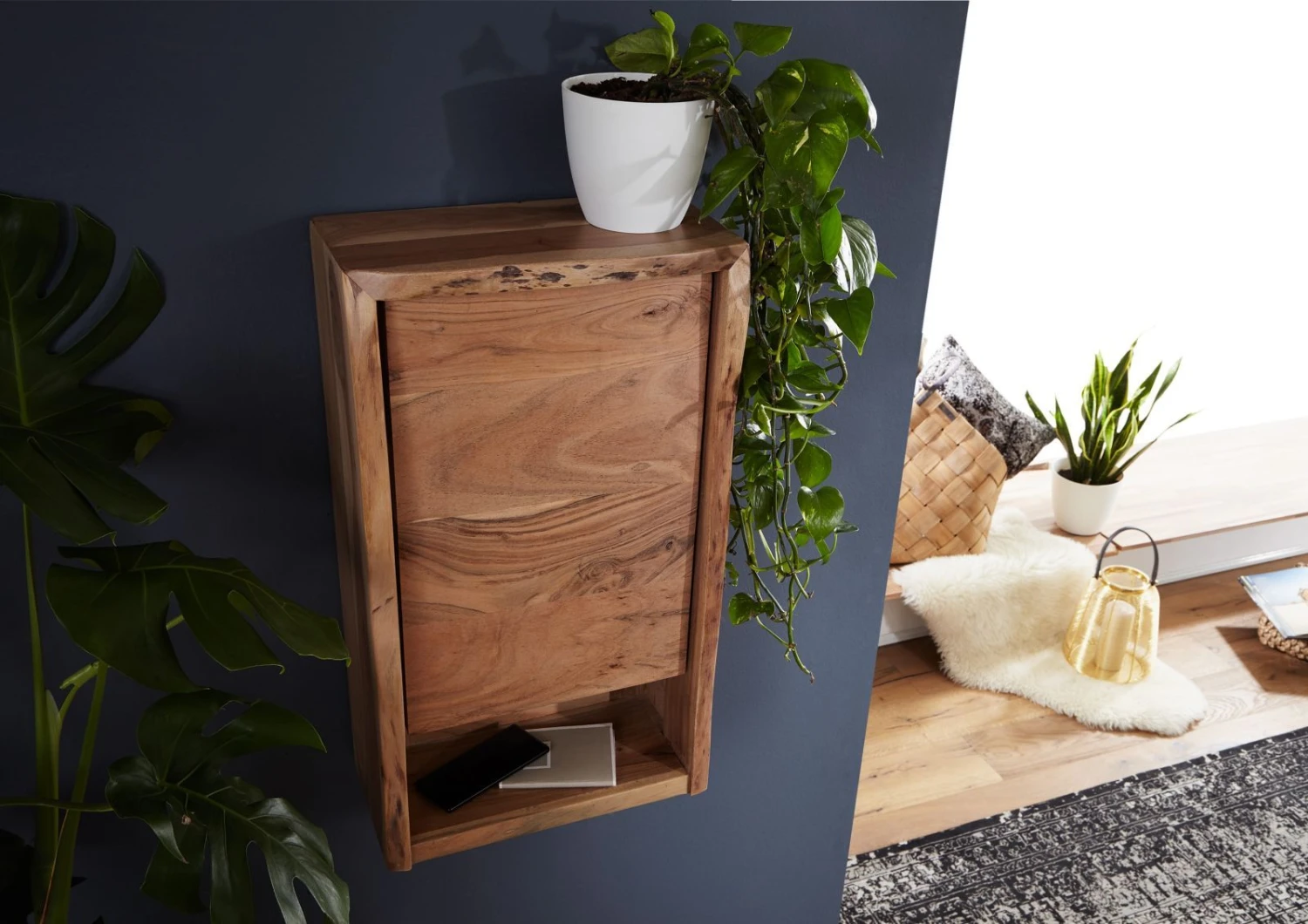 PURE ACACIA #612 Mobiletto Pensile In Legno Di Acacia - Laccato / Natur 40x20x70 4 PURE ACACIA #612 Mobiletto Pensile In Legno Di Acacia - Laccato / Natur 40x20x70 - immagine 2