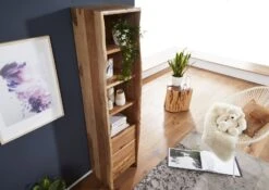 Scaffale In Legno Di Acacia 45x36x185 Acacia Naturale Laccato PURE ACACIA #615 -Massivmoebel24 09 900 886 6014 2