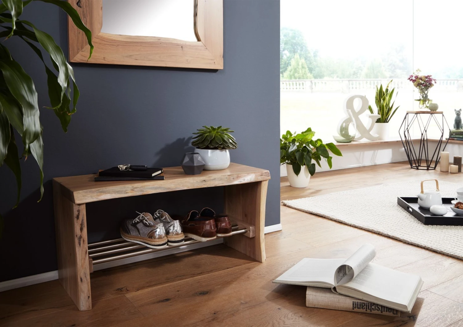 PURE ACACIA #716 Scarpiera In Legno Di Acacia - Laccato / Natur 81x30x40 3 PURE ACACIA #716 Scarpiera In Legno Di Acacia - Laccato / Natur 81x30x40