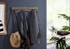 PURE ACACIA #912 Appendiabiti In Legno Di Acacia - Laccato / Grigio 70x5x10