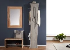 PURE ACACIA #914 Appendiabiti In Legno Di Acacia - Laccato / Grigio 36x40x200 -Massivmoebel24 09 900 886 9014 3