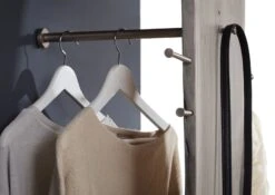 PURE ACACIA #914 Appendiabiti In Legno Di Acacia - Laccato / Grigio 36x40x200 -Massivmoebel24 09 900 886 9014 4