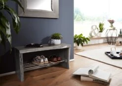 PURE ACACIA #916 Scarpiera In Legno Di Acacia - Laccato / Grigio 81x30x40