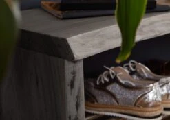 PURE ACACIA #916 Scarpiera In Legno Di Acacia - Laccato / Grigio 81x30x40 -Massivmoebel24 09 900 886 9016 4