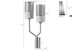 Luce A Parete 27x12x57 Color Oro LOS ANGELES #82 -Massivmoebel24 09 916 891 0082 08