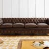 CHESTERFIELD #104 Divano 4 Posti - Vera Pelle / Marrone 274x82x75 -Massivmoebel24 09 920 890 1004 1