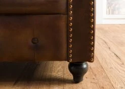 CHESTERFIELD #104 Divano 4 Posti - Vera Pelle / Marrone 274x82x75 -Massivmoebel24 09 920 890 1004 7