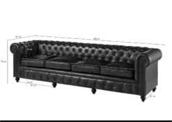 CHESTERFIELD #104 Divano 4 Posti - Vera Pelle / Marrone 274x82x75 -Massivmoebel24 09 920 890 1004 8