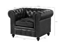 CHESTERFIELD #102 Poltrona - Vera Pelle / Marrone 105x82x75 -Massivmoebel24 09 920 890 1020 8 1