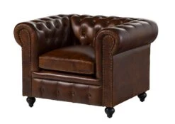 CHESTERFIELD #102 Poltrona - Vera Pelle / Marrone 105x82x75 -Massivmoebel24 09 920 890 1020 9