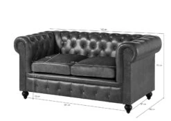 CHESTERFIELD #302 Divano 2 Posti - Vera Pelle / Verde 158x82x75 -Massivmoebel24 09 920 890 2002 8