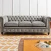 CHESTERFIELD #203 Divano 3 Posti - Vera Pelle / Grigio 216x82x75 -Massivmoebel24 09 920 890 2003 1