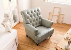 CHESTERFIELD #205 Poltrona - Vera Pelle / Grigio 84x84x94 13 CHESTERFIELD #205 Poltrona - Vera Pelle / Grigio 84x84x94 -Massivmoebel24 09 920 890 2005 3