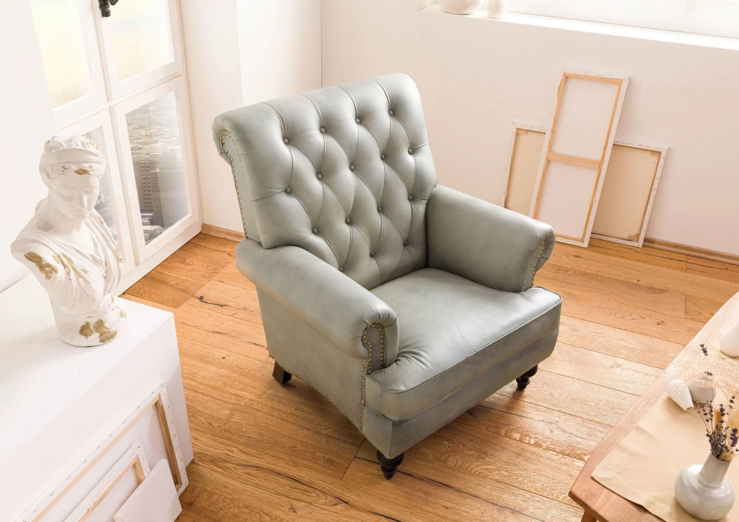 CHESTERFIELD #205 Poltrona - Vera Pelle / Grigio 84x84x94 5 CHESTERFIELD #205 Poltrona - Vera Pelle / Grigio 84x84x94 - immagine 3