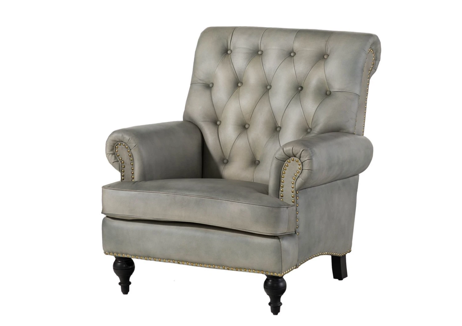 CHESTERFIELD #205 Poltrona - Vera Pelle / Grigio 84x84x94 11 CHESTERFIELD #205 Poltrona - Vera Pelle / Grigio 84x84x94 - immagine 9