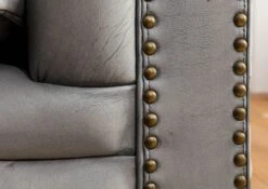 CHESTERFIELD #202 Poltrona - Vera Pelle / Grigio 105x82x75 -Massivmoebel24 09 920 890 2020 4