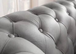 CHESTERFIELD #202 Poltrona - Vera Pelle / Grigio 105x82x75 -Massivmoebel24 09 920 890 2020 5