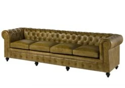 CHESTERFIELD #304 Divano 4 Posti - Vera Pelle / Verde 274x82x75 -Massivmoebel24 09 920 890 3004 9