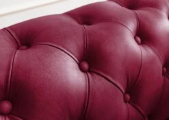 CHESTERFIELD #404 Divano 4 Posti - Vera Pelle / Rosso 274x82x75 -Massivmoebel24 09 920 890 4004 5