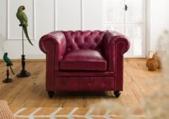 CHESTERFIELD #402 Poltrona - Vera Pelle / Rosso 105x82x75