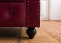 CHESTERFIELD #402 Poltrona - Vera Pelle / Rosso 105x82x75 -Massivmoebel24 09 920 890 4020 6