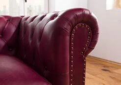 CHESTERFIELD #402 Poltrona - Vera Pelle / Rosso 105x82x75 -Massivmoebel24 09 920 890 4020 7