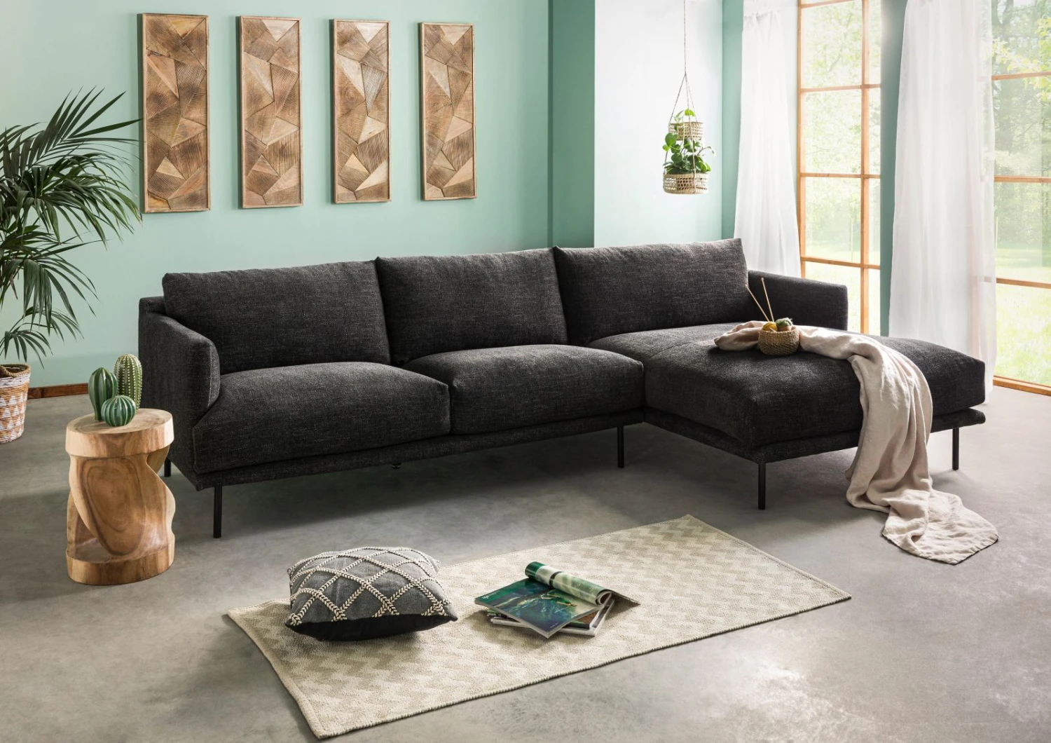 TRIENT Divano Angolare - Stoffa/ Nera 285x161x81 5 TRIENT Divano Angolare - Stoffa/ Nera 285x161x81 - immagine 3