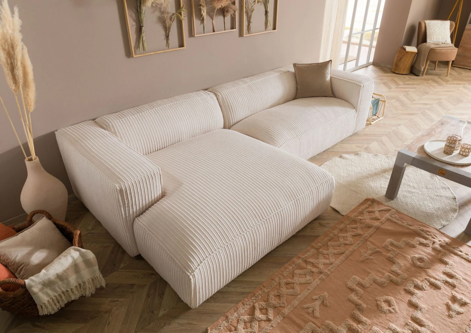 VALENCIA Divano Angolare - Stoffa / Avorio 304x164x69 4 VALENCIA Divano Angolare - Stoffa / Avorio 304x164x69 - immagine 2