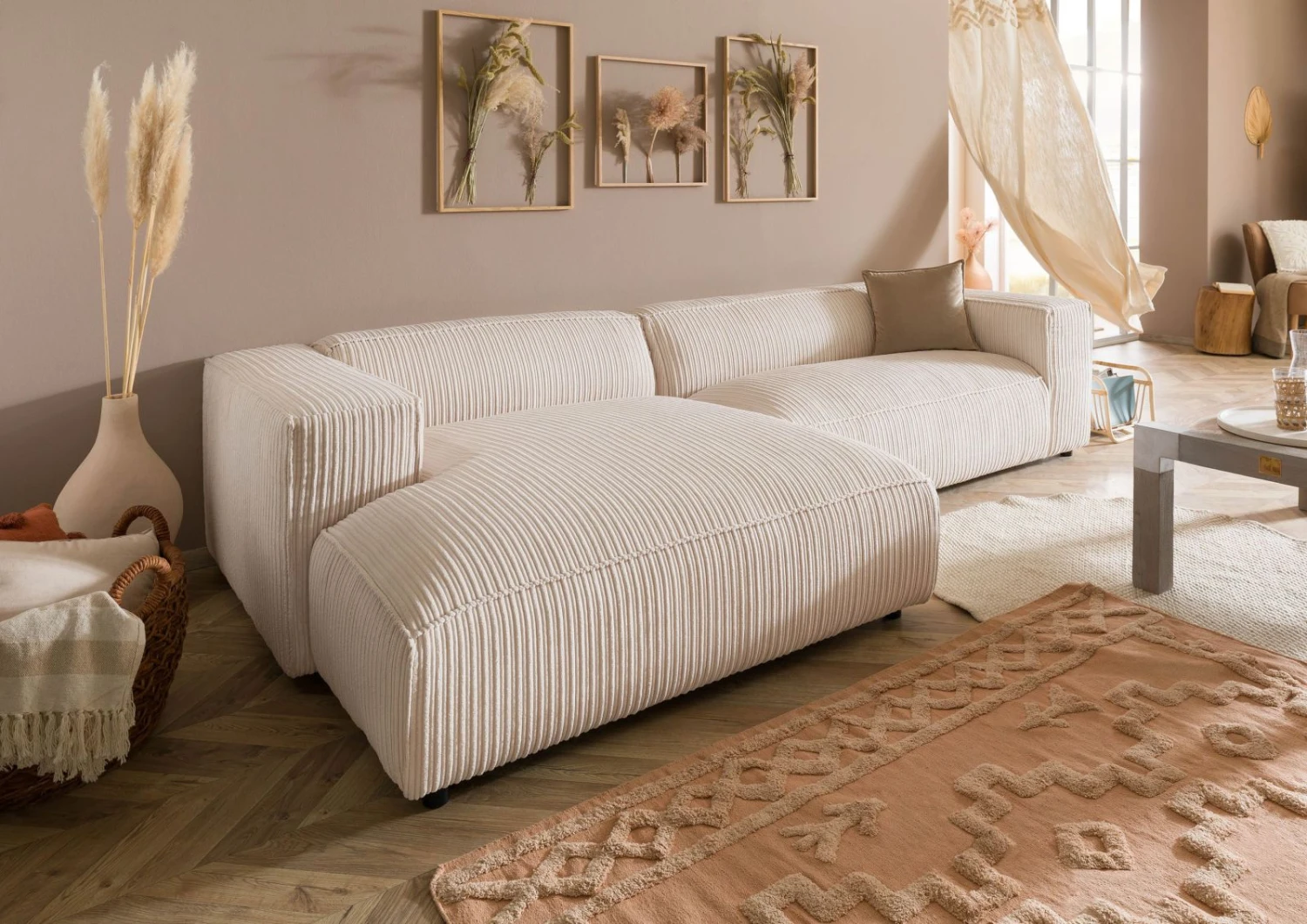 VALENCIA Divano Angolare - Stoffa / Avorio 304x164x69 5 VALENCIA Divano Angolare - Stoffa / Avorio 304x164x69 - immagine 3