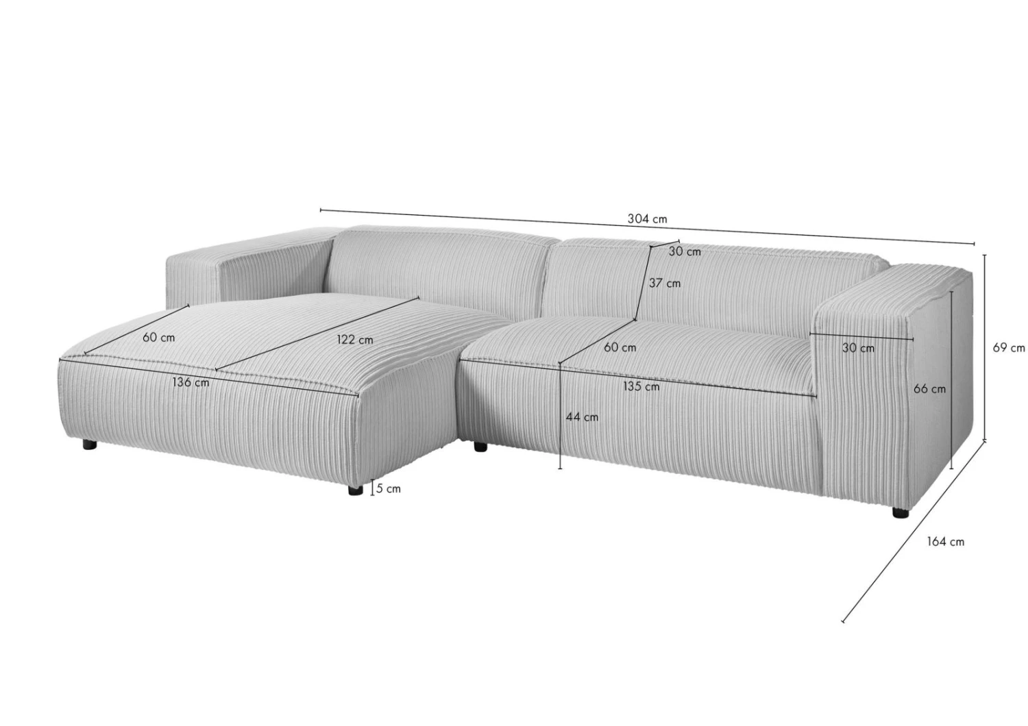 VALENCIA Divano Angolare - Stoffa / Avorio 304x164x69 10 VALENCIA Divano Angolare - Stoffa / Avorio 304x164x69 - immagine 8