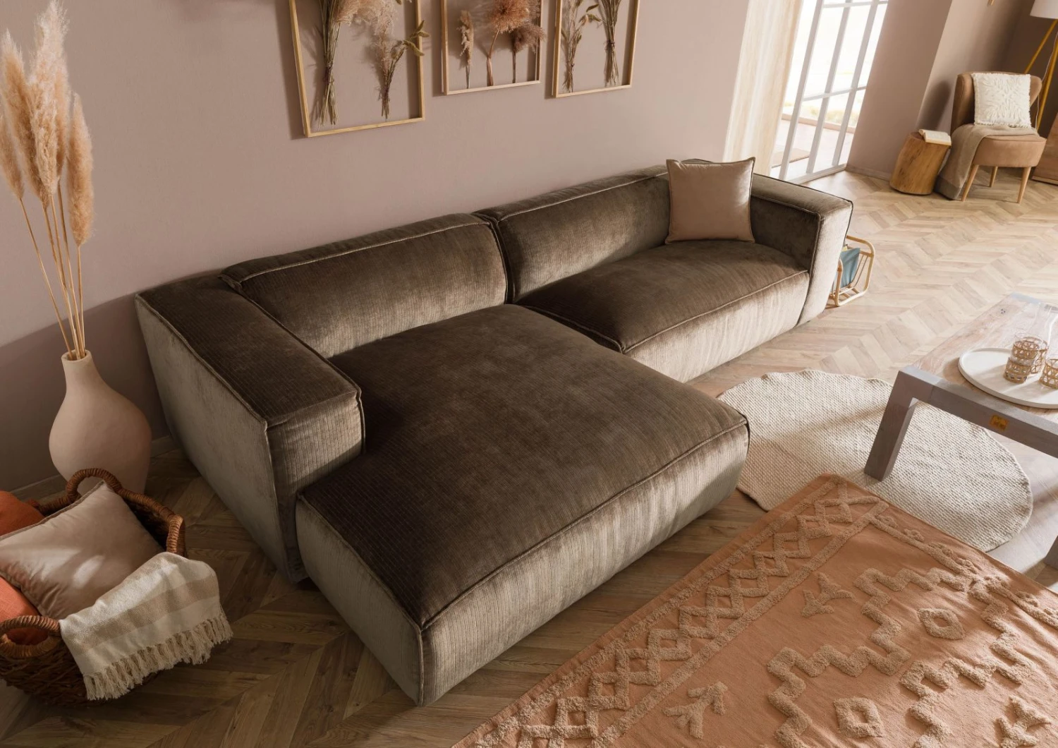 VALENCIA Divano Angolare - Stoffa / Taupe 304x164x69 4 VALENCIA Divano Angolare - Stoffa / Taupe 304x164x69 - immagine 2