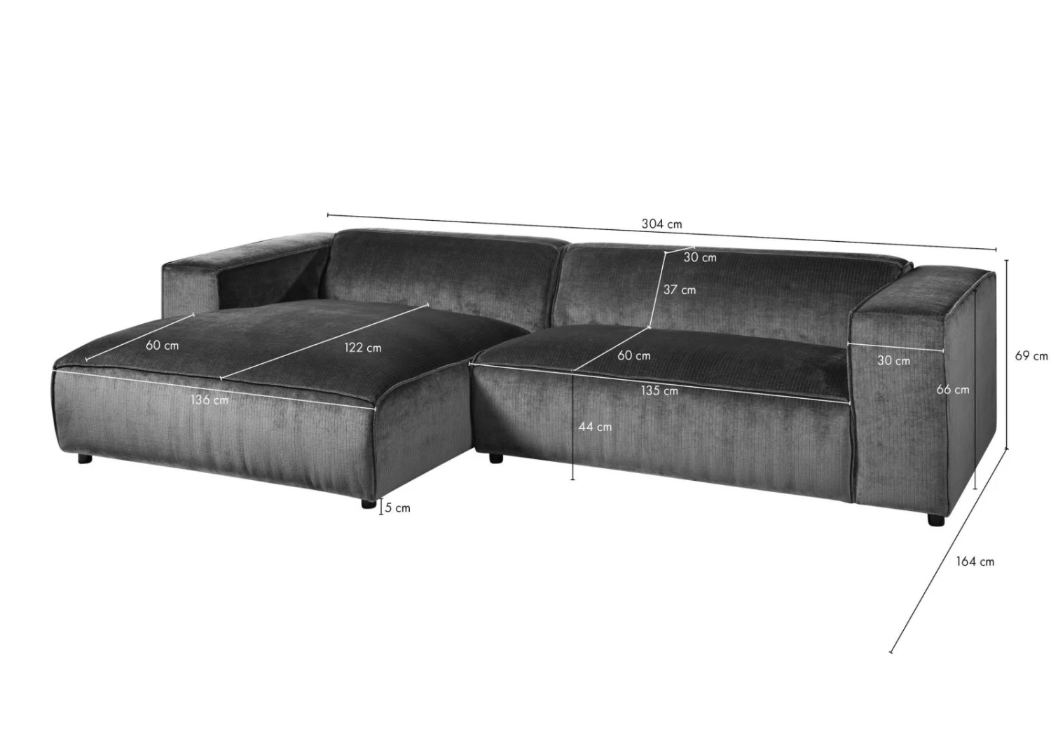 VALENCIA Divano Angolare - Stoffa / Taupe 304x164x69 10 VALENCIA Divano Angolare - Stoffa / Taupe 304x164x69 - immagine 8