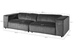 VALENCIA Divano 3 Posti - Stoffa / Rame 286x103x69 -Massivmoebel24 31 920 100 0021 08